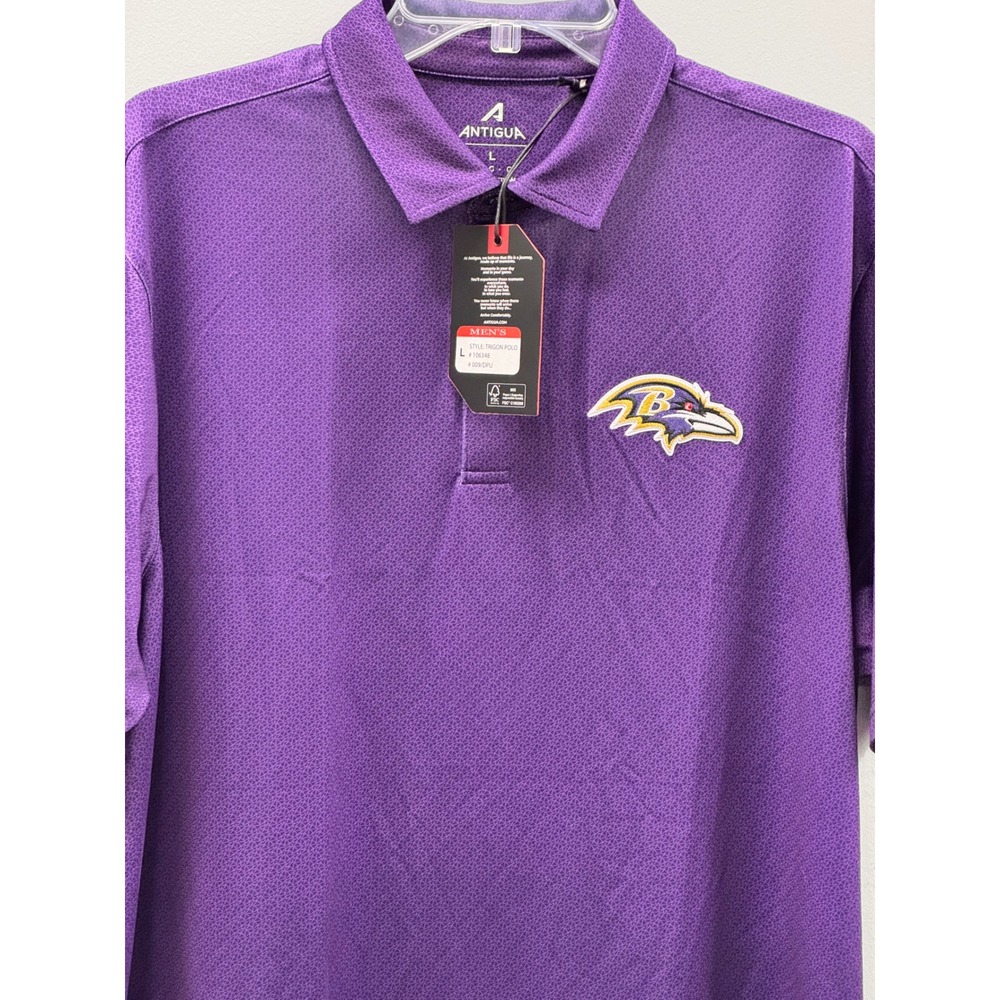 Antigua Baltimore Ravens Trigon Polo Shirt Mens Large Purple NFL Golf Top NWT